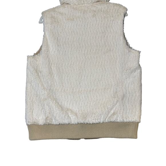 Patagonia Cream Sherpa Fleece Vest Women’s L Hooded Zip Outdoor Layer - Picture 6 of 11